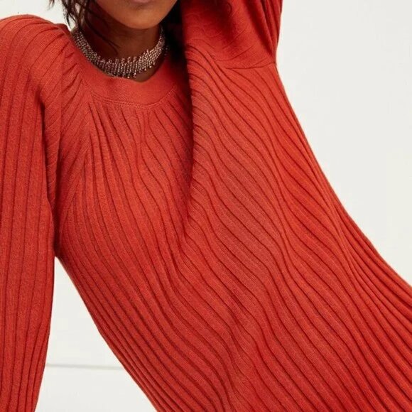 Free People Beach Walk About Ribbed Maxi Dress In Rust Ashore New Size Small - Picture 2 of 9